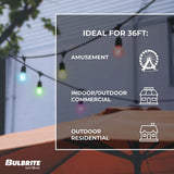 Bulbrite 814361 Bulbrite Solana 36-FT Smart String Light Kit with Shatter Resistant RGB Color Changing LED Light Bulbs