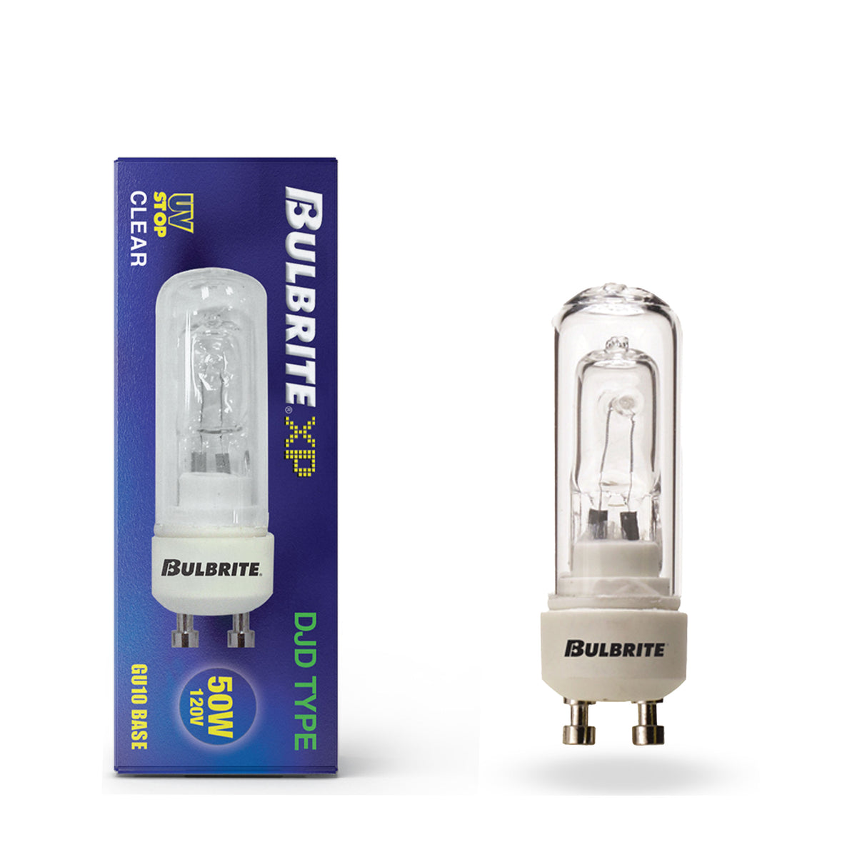 Bulbrite 860643 Bulbrite Halogen Pack of (5) 120-Volt Clear Double Envelope DJD Type Tubular Light Bulbs with Twist-and-Lock (GU10) Bi-Pin Base, 50-Watt, 2900K (Soft White Light)