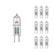 Bulbrite 860781 Bulbrite Pack of (10) Halogen Mini T3 JC Bi-Pin Base (G4) Light Bulbs, 20 Watt, Clear