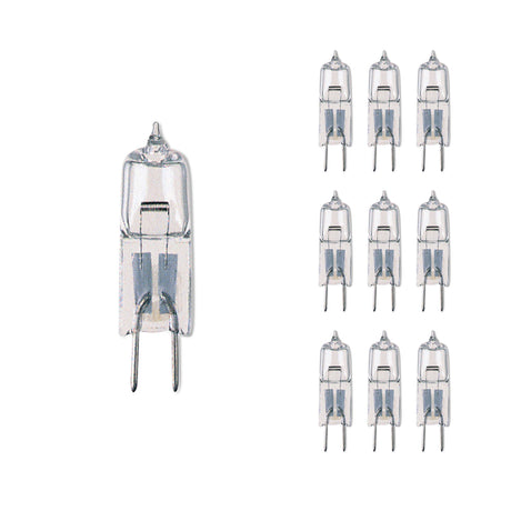 Bulbrite 860781 Bulbrite Pack of (10) Halogen Mini T3 JC Bi-Pin Base (G4) Light Bulbs, 20 Watt, Clear