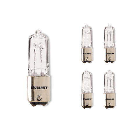 Bulbrite 860809 Bulbrite Pack of (5) Halogen T4 Double-Contact Bayonet Base (BA15D) Light Bulb, 50 Watt, Clear