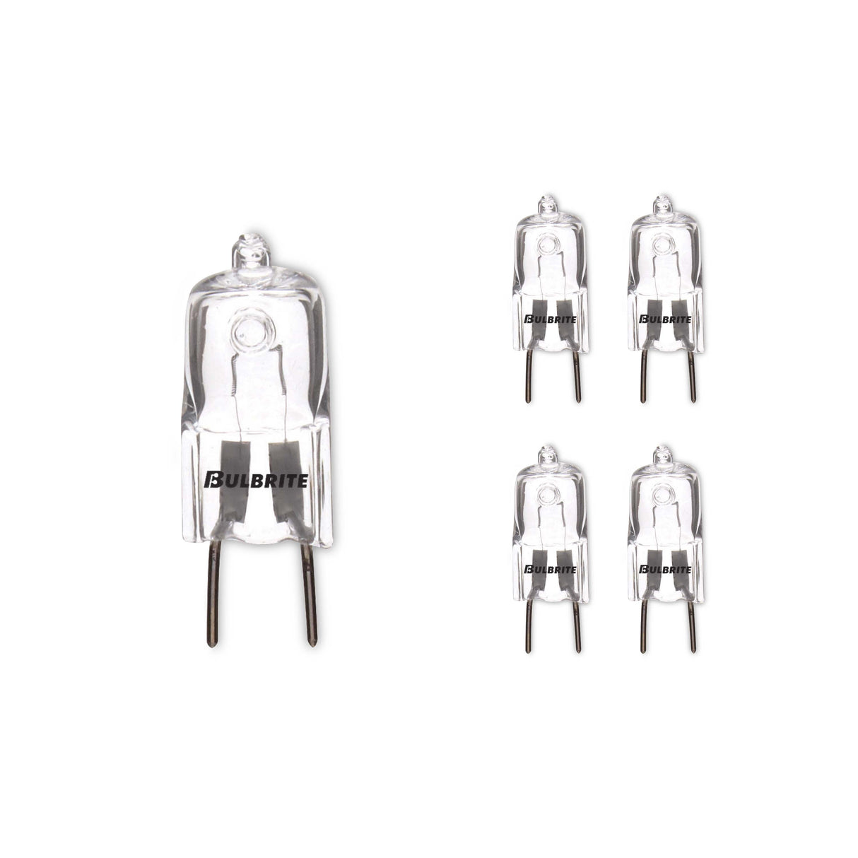 Bulbrite 860839 Bulbrite Pack of (5) 35 Watt Dimmable Clear T4 Bi-Pin (GY8) Mini Halogen Light Bulbs