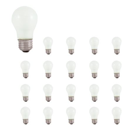 Bulbrite 860855 Bulbrite Incandescent Pack of (20) Dimmable 40 Watt A15 Light Bulbs with Frost Glass Finish and Medium (E26) Screw Base, 2700K (Warm White Light)