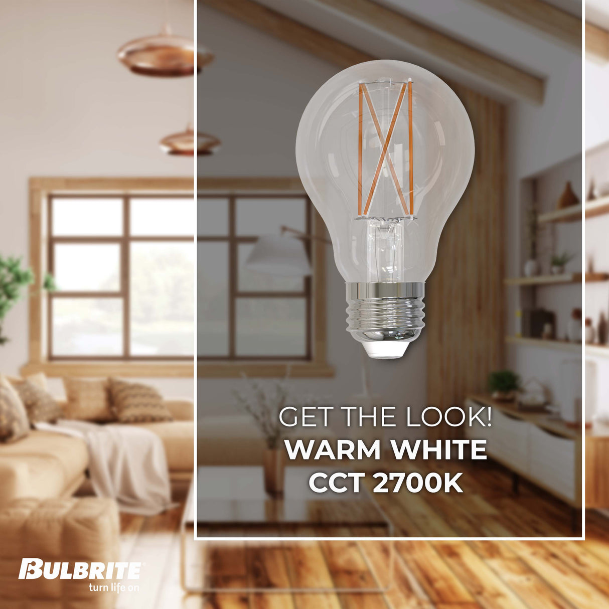 Bulbrite 860997 Bulbrite Pack of (2) 5 Watt Dimmable Clear Filament A19 Medium (E26) LED Bulb - 450 Lumens, 2700K, and 90 CRI