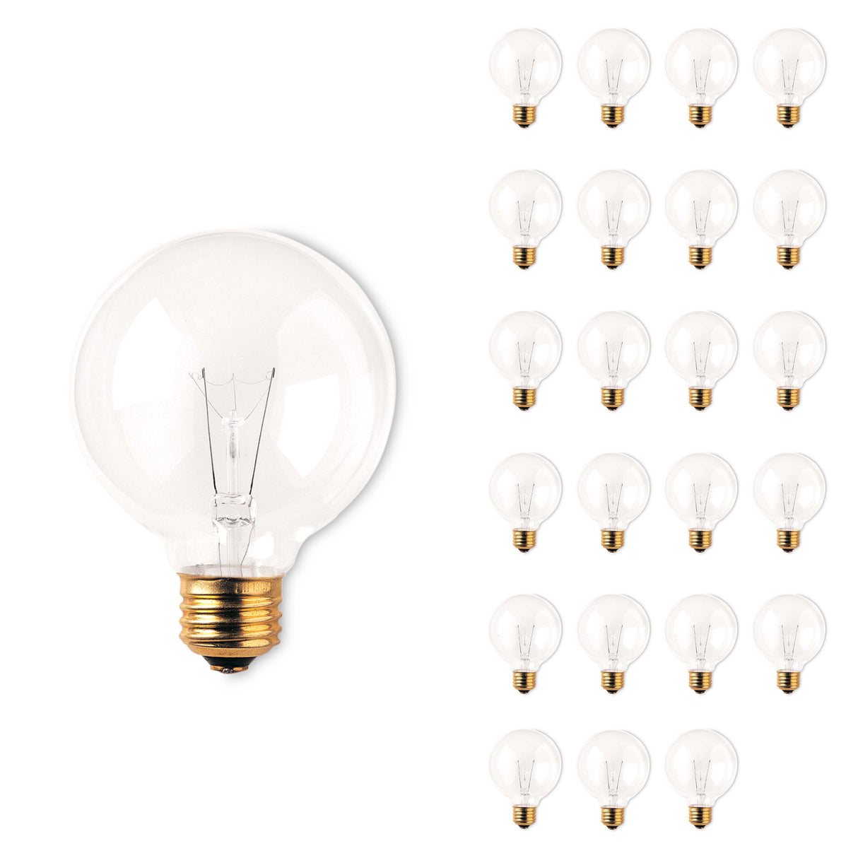 Bulbrite 861021 Bulbrite Incandescent G25 Medium Screw Base (E26) Light Bulb, 40 Watt, Clear, Pack of 24