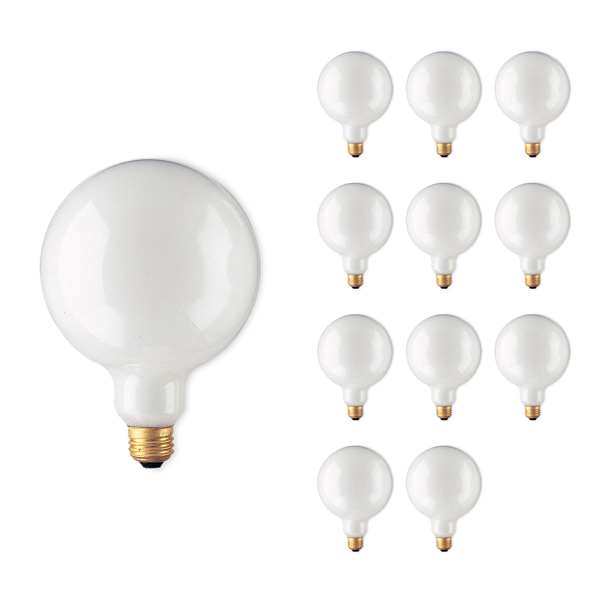 Bulbrite 861046 Bulbrite Pack of (12) Incandescent G40 Medium Screw Base (E26) Light Bulb, 60 Watt, White