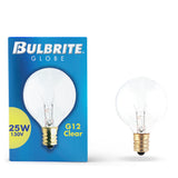 Bulbrite 861050 Bulbrite 40 Watt Incandescent G12 Globe Bulb, Clear Dimmable Candelabra Screw Base (E12) Warm White Light Bulb (Pack of 50)