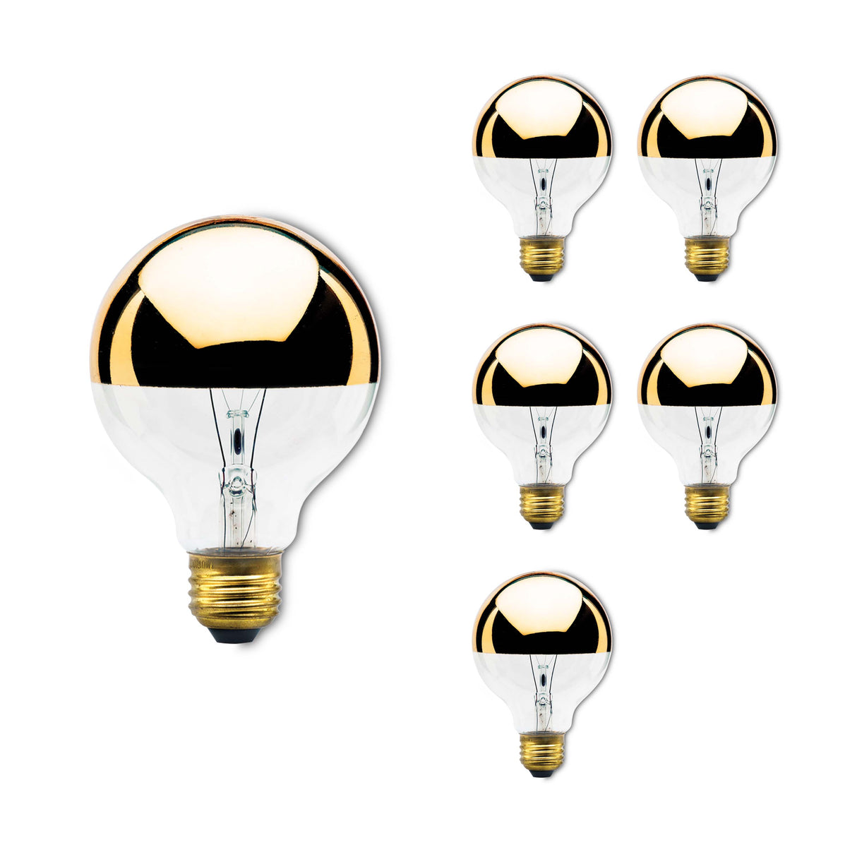 Bulbrite 861108 Bulbrite Incandescent Pack of (6) Dimmable 40 Watt Half Gold Globe G25 Light Bulbs with Medium (E26) Screw Base, 2700K (Warm White Light)