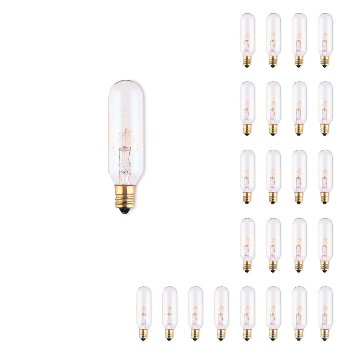 Bulbrite 861224 Bulbrite Incandescent T6 Candelabra Screw Base (E12) Light Bulb, 25 Watt, Clear, Pack of 25