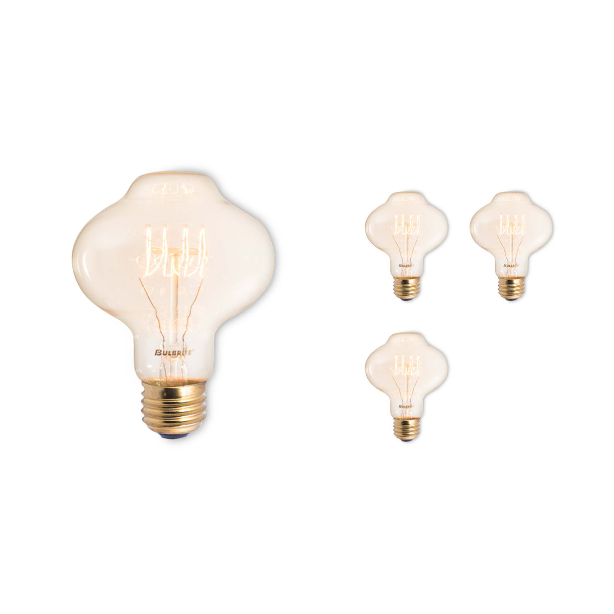 Bulbrite 861230 Bulbrite Nostalgic Collection Pack of (4) Dimmable 40 Watt BT27 Incandescent Light Bulbs with Antique Glass Finish and Medum (E26) Screw Base, 2200K (Amber Light)