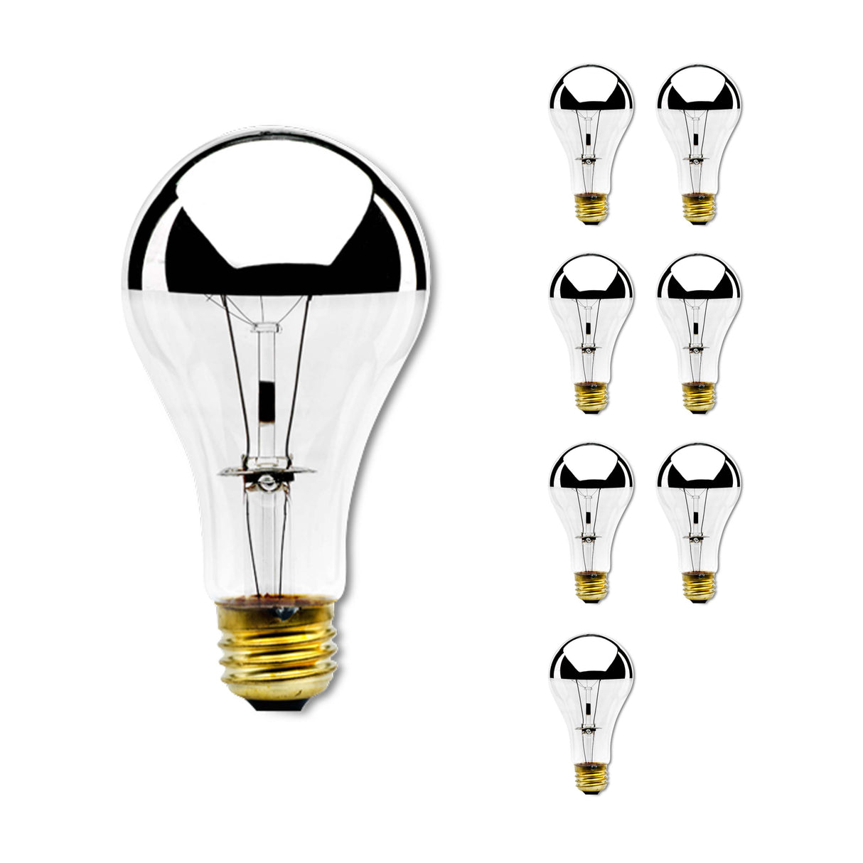 Bulbrite 861291 Bulbrite Pack of (8) 100 Watt Dimmable Half Chrome A21 Medium (E26) Incandescent Bulb