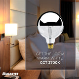 Bulbrite 861292 Bulbrite Pack of (4) Incandescent G40 Medium Screw Base (E26) Light Bulb, 100 Watt, Half Chrome