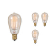 Bulbrite 861370 Bulbrite Pack of (4) 25 Watt Dimmable Antique ST15 Nostalgic Thread Incandescent Light Bulbs with Candelabra (E12) Base, 2200K Amber Light