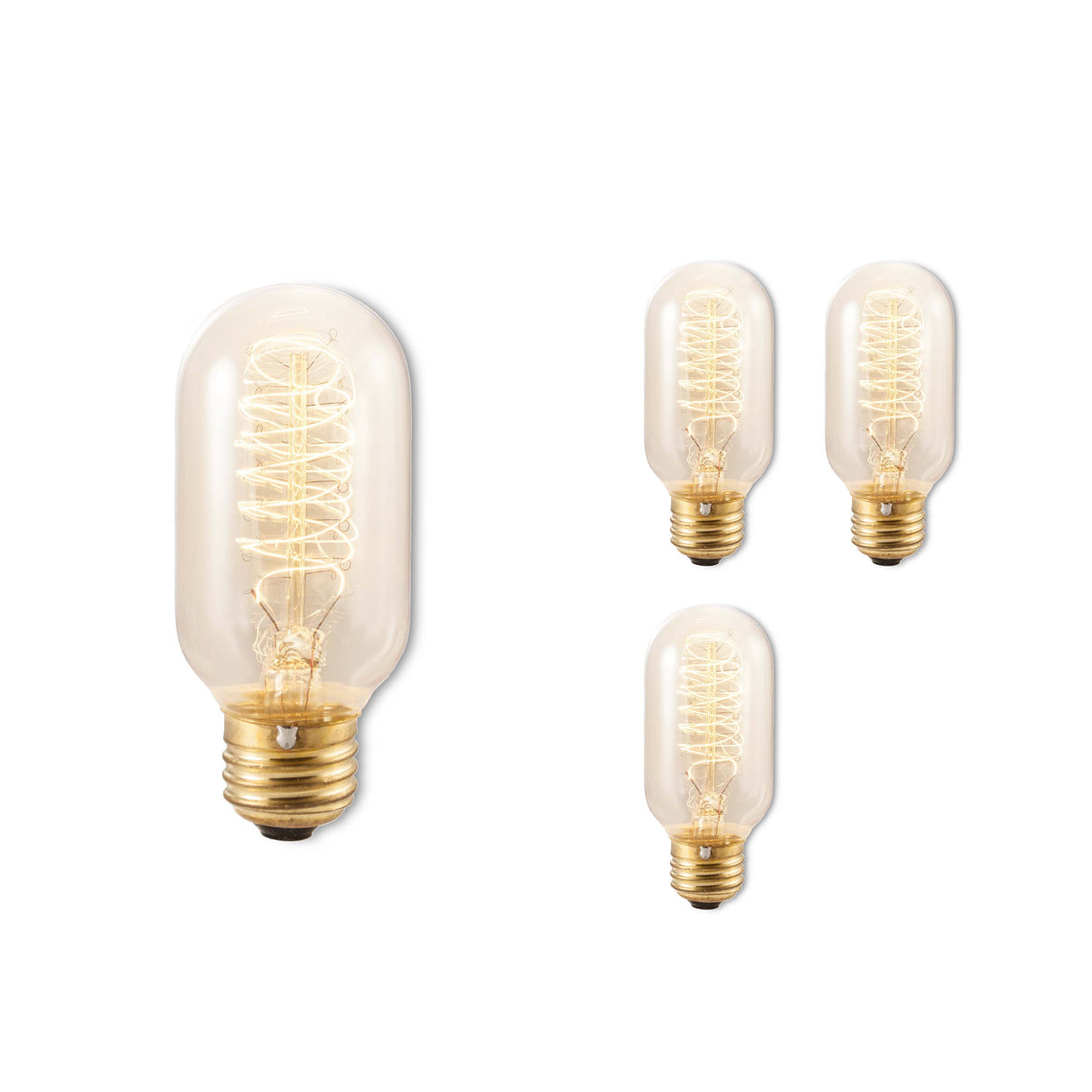 Bulbrite 861380 Bulbrite Pack of (4) Incandescent 40-Watt Nostalgic Edison T14 Tubular Light Bulb, Vintage Spiral Filament
