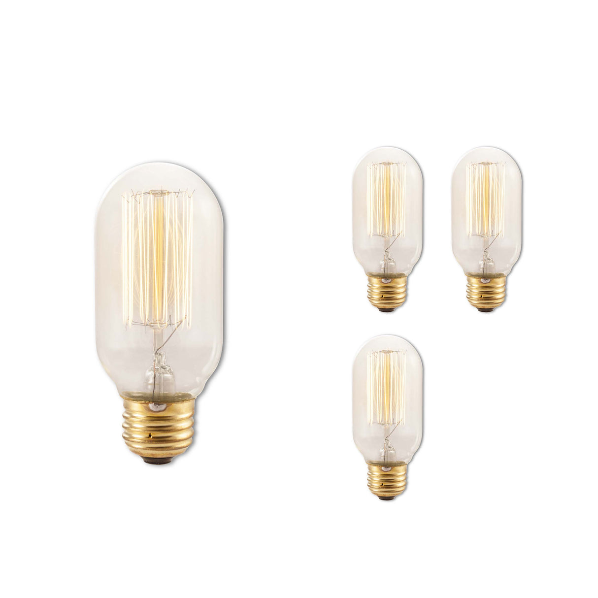 Bulbrite 861381 Bulbrite (Pack of 4) Incandescent T14 Medium Screw Base (E26) Light Bulb, 40 Watt, Antique Glass
