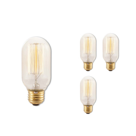 Bulbrite 861381 Bulbrite (Pack of 4) Incandescent T14 Medium Screw Base (E26) Light Bulb, 40 Watt, Antique Glass