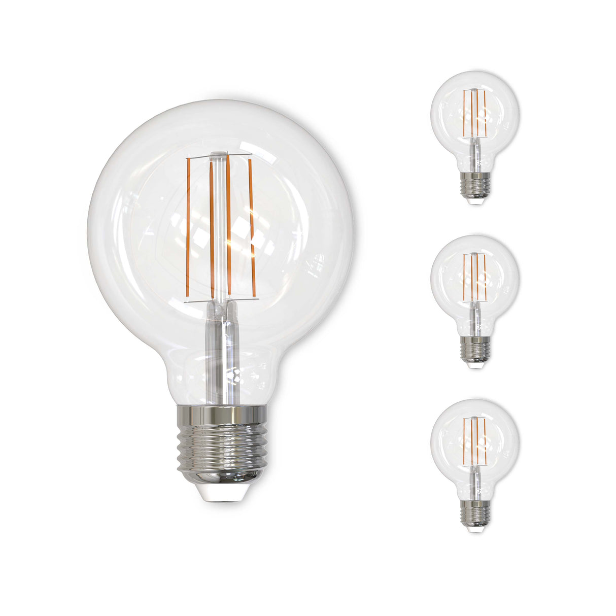 Bulbrite 861406 Bulbrite Pack of (4) 8.5 Watt Dimmable Clear Filament G25 Medium (E26) LED Bulb - 800 Lumens, 2700K, and 90 CRI