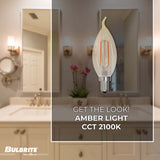 Bulbrite 862908 Bulbrite LED 2.5 Watt Dimmable CA10 Light Bulb with an Antique Finish and an E12 - 2100K (Amber Light) 160 lumens