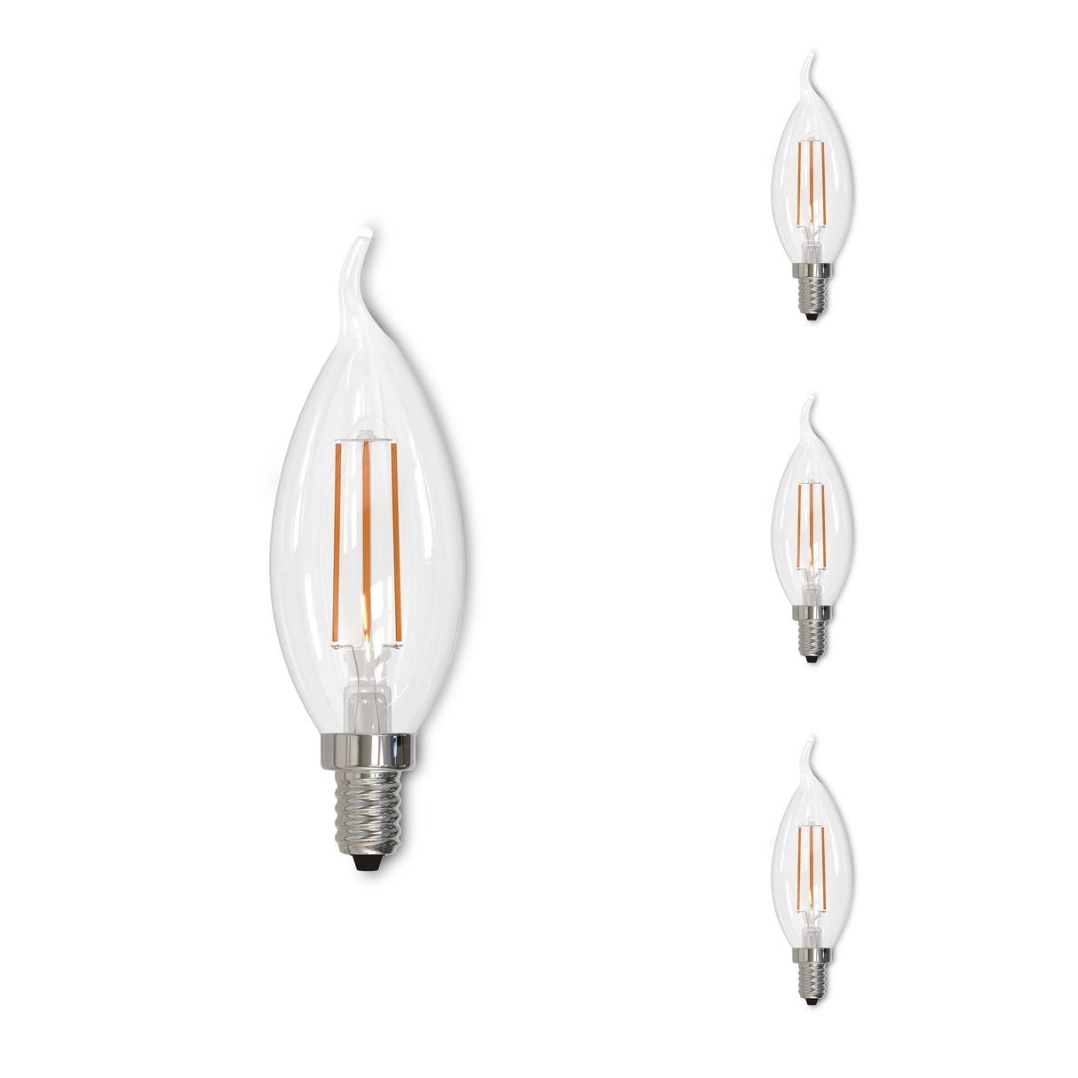Bulbrite 861415 Bulbrite Pack of (4) 4.5 Watt Dimmable Clear Filament CA10 Candelabra (E12) LED Bulb - 350 Lumens, 2700K, and 90 CRI