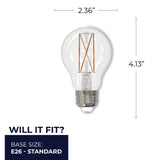 Bulbrite 861423 Bulbrite Pack of (2) 8.5 Watt Dimmable Clear Filament A19 Medium (E26) LED Light Bulb - 800 Lumens, 3000K, and 90 CRI