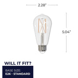 Bulbrite 861424 Bulbrite Pack of (2) 8.5 Watt Dimmable Clear Filament ST18 Medium (E26) LED Bulb - 850 Lumens, 3000K, and 90 CRI