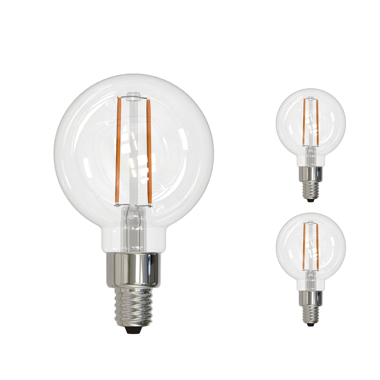 Bulbrite 861428 Bulbrite Pack of (3) 4.5 Watt Dimmable Clear Filament G16 Candelabra (E12) LED Bulb - 350 Lumens, 2700K, and 80 CRI