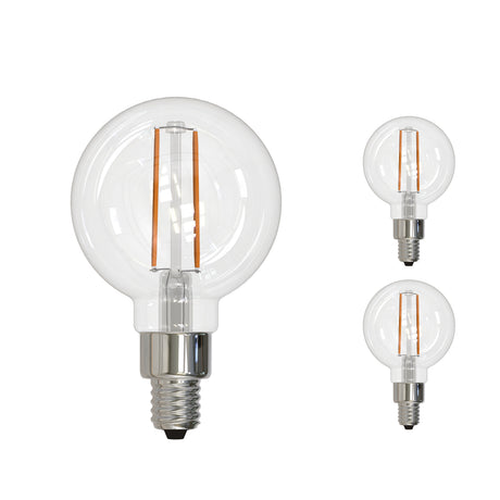 Bulbrite 861428 Bulbrite Pack of (3) 4.5 Watt Dimmable Clear Filament G16 Candelabra (E12) LED Bulb - 350 Lumens, 2700K, and 80 CRI