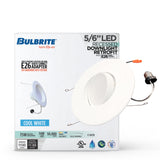 Bulbrite 861492 Bulbrite Pack of (4) 14 Watt Adjustable 5/6"Integrated LED Recessed Downlight with E26 Quick Connect Adaptor, 4000K Cool White Light, 1100 Lumens