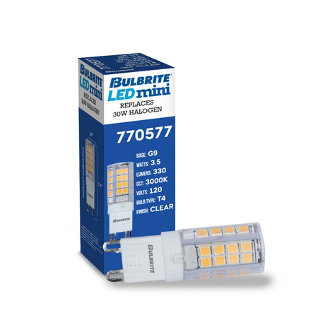Bulbrite 862912 Bulbrite LED 3.5 Watt Dimmable T5 Light Bulb with a Frost Finish and a Bi-Pin G9 - 3000K (Soft White Light) 330 lumens