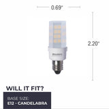 Bulbrite 861531 4.5W LED E12 FROST 2700K 120V DIMMABLE-2PK
