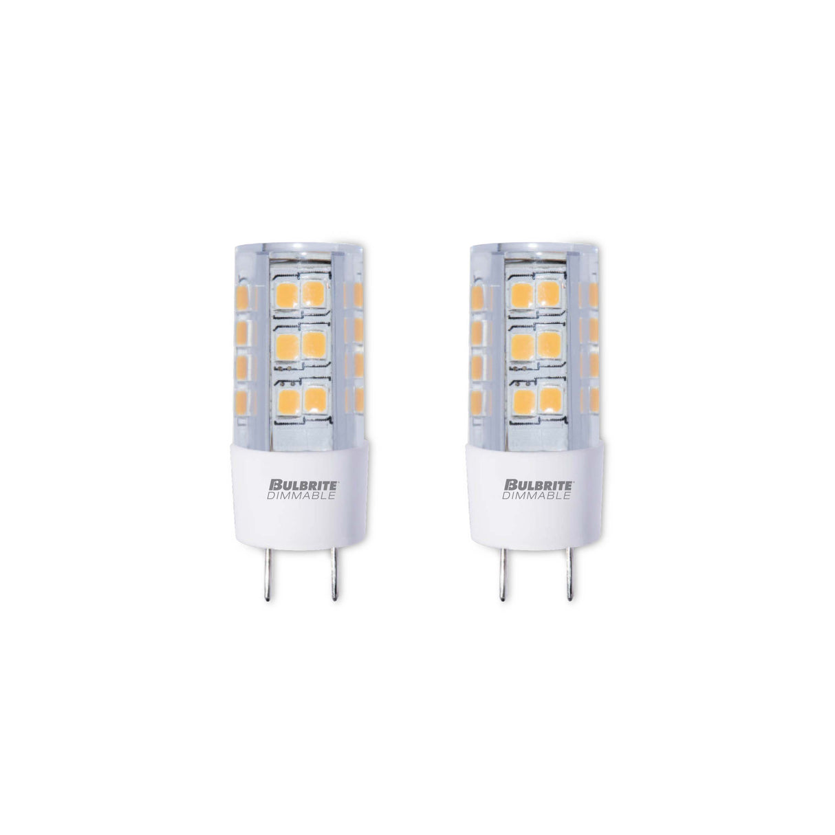 Bulbrite 861523 Bulbrite LED Mini T4 Dimmable Bi-Pin Base (GY8) Light Bulb 40 Watt Equivalent 2700K, Clear 2-Pack