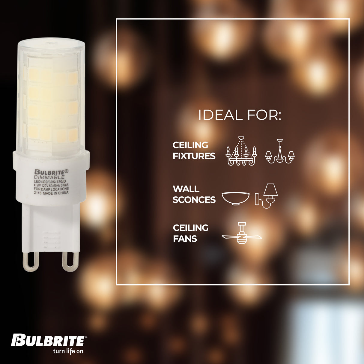 Bulbrite 862936 Bulbrite LED 4.5 Watt Dimmable T6 Light Bulb with a Frost Finish and a Bi-Pin G9 - 2700K (Warm White Light) 400 lumens
