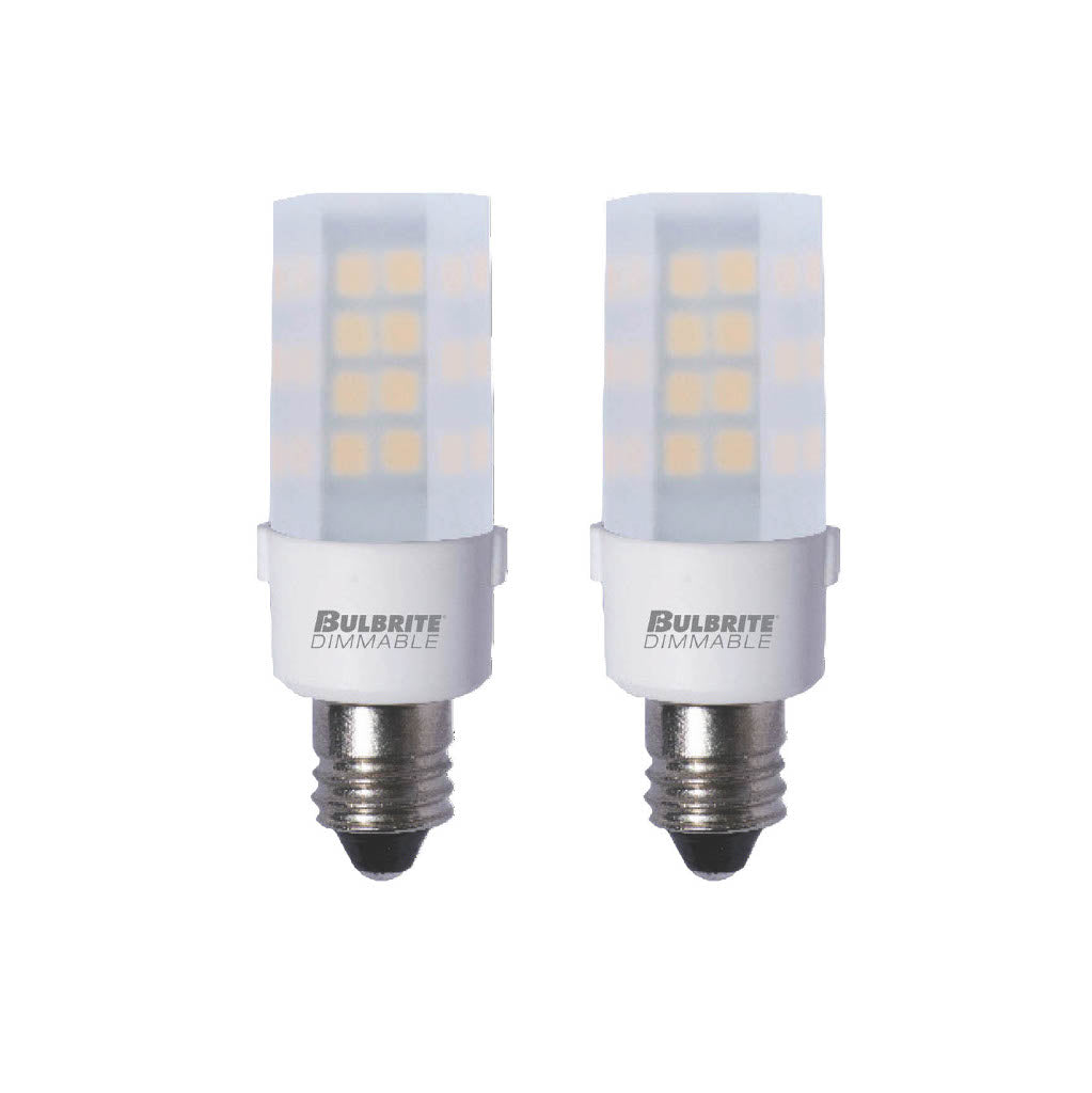 Bulbrite 861528 Bulbrite Pack of (2) 4.5 Watt Dimmable Frost Mini T4 Mini-Candelabra (E11) LED Bulb - 340 Lumens, 2700K, and 80 CRI