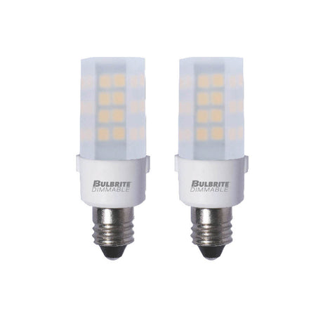 Bulbrite 861528 Bulbrite Pack of (2) 4.5 Watt Dimmable Frost Mini T4 Mini-Candelabra (E11) LED Bulb - 340 Lumens, 2700K, and 80 CRI