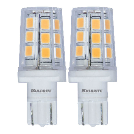 Bulbrite 861518 Bulbrite LED Mini T3 Non-Dimmable Wedge Base Light Bulb 20 Watt Equivalent 3000K, Clear 2-Pack