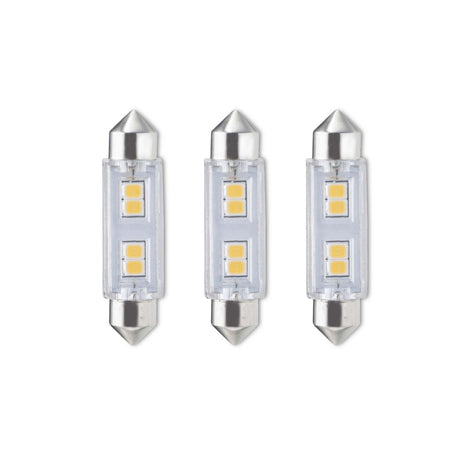 Bulbrite 861535 Bulbrite Pack of (3) LED Mini T3 Non-Dimmable Festoon Base 24V Light Bulb 20 Watt Equivalent 2700K, Warm White, Clear