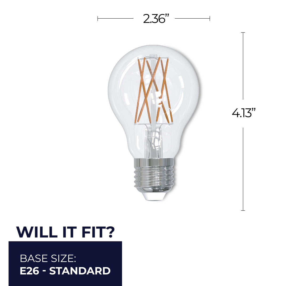 Bulbrite 861578 8.5W LED A19 Light Bulb 2700K Dimmable E26 1100 Lumens 120V 2PK