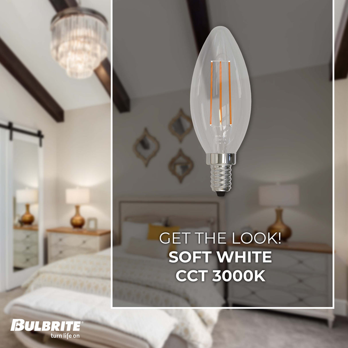 Bulbrite 862938 Bulbrite LED 5 Watt Dimmable B11 Light Bulb with a Clear Finish and a Candelabra Screw E12 - 3000K (Soft White Light) 500 lumens