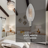 Bulbrite 862938 Bulbrite LED 5 Watt Dimmable B11 Light Bulb with a Clear Finish and a Candelabra Screw E12 - 3000K (Soft White Light) 500 lumens