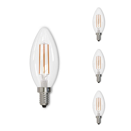 Bulbrite 861585 5W LED B11 Light Bulb 3000K Dimmable E12 500 Lumens 120V 4PK