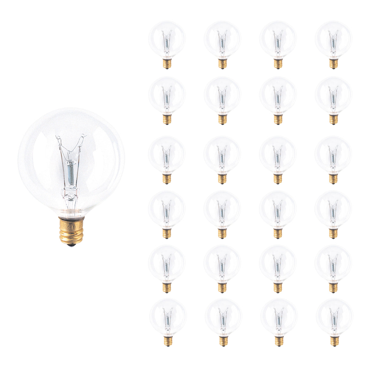 Bulbrite 861613 15W Incandescent G16.5 Light Bulb 2700K Dimmable E12 105 Lumens 120V 25PK