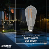 Bulbrite 862939 Bulbrite LED 7.6W Watt Dimmable ST18 Light Bulb with a Clear Finish and a Medium Screw E26 - 3000K (Soft White Light) 800 lumens