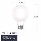 Bulbrite 861626 7W LED G25 2700K FILAMENT MILKY E26 DIM-8PK