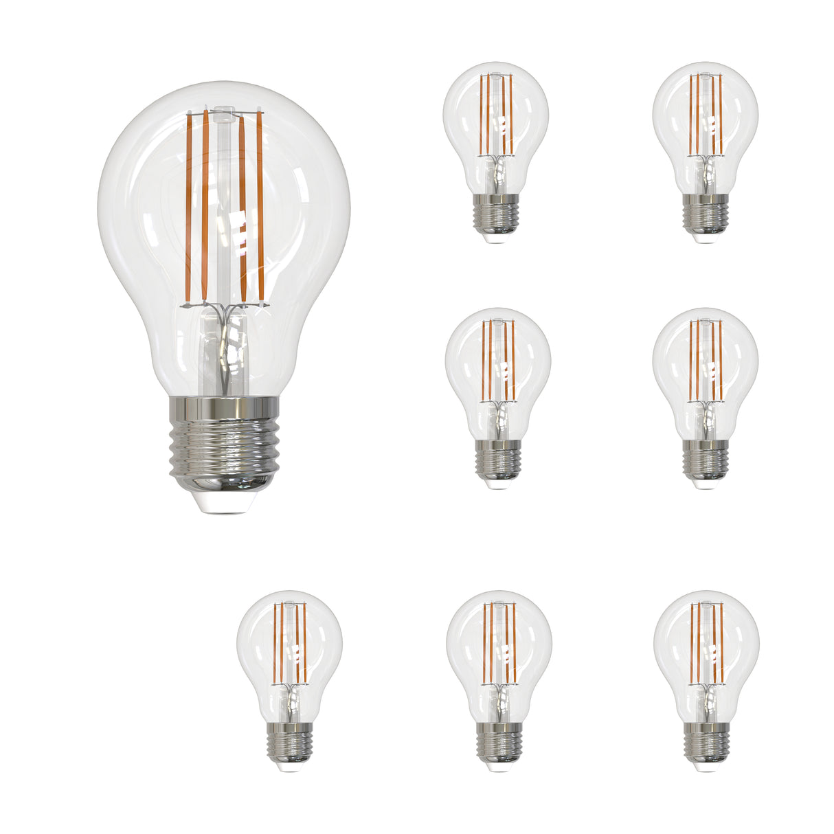 Bulbrite 861628 7W LED A19 Light Bulb 4000K Dimmable E26 800 Lumens 120V 8PK