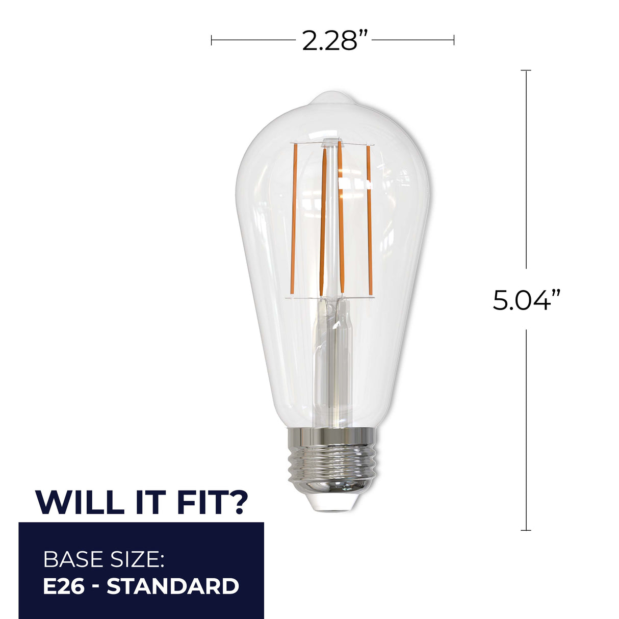 Bulbrite 861630 Bulbrite LED Filament Pack of 8, 7 Watt Dimmable ST18 Light Bulb with Clear Finish and Medium Screw E26 Base - 4000K(Cool White Light), 800 lumens