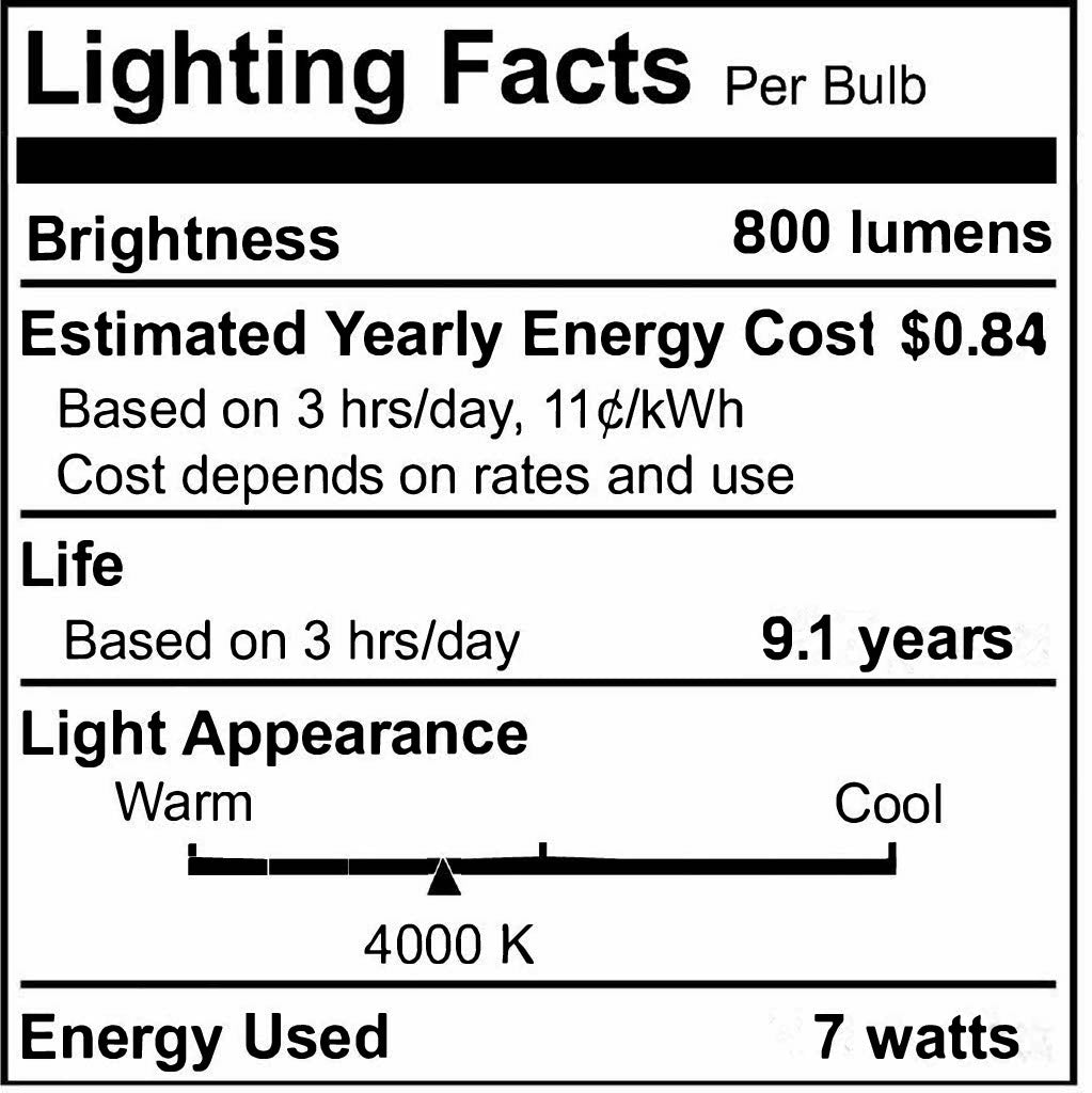 Bulbrite 861631 7W LED G25 Light Bulb 4000K Dimmable E26 800 Lumens 120V 8PK