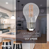 Bulbrite 861633 Bulbrite LED Filament Pack of (4) 7 Watt Dimmable A15 Light Bulb with Clear Glass Finish and Medium (E26) Base - 2700K (Warm White Light), 800 Lumens