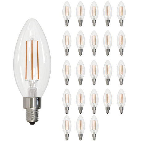 Bulbrite 861731 Bulbrite LED Filament Pack of (24) 4 Watt Dimmable B11 Light Bulb with Clear Glass Finish and Candelabra  (E12) Base - 2700K (Warm White Light), 350 Lumens