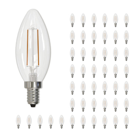 Bulbrite 861733 Bulbrite LED Filament Pack of (48) 4 Watt Dimmable B11 Light Bulb with Clear Glass Finish and Candelabra  (E12) Base - 2700K (Warm White Light), 350 Lumens