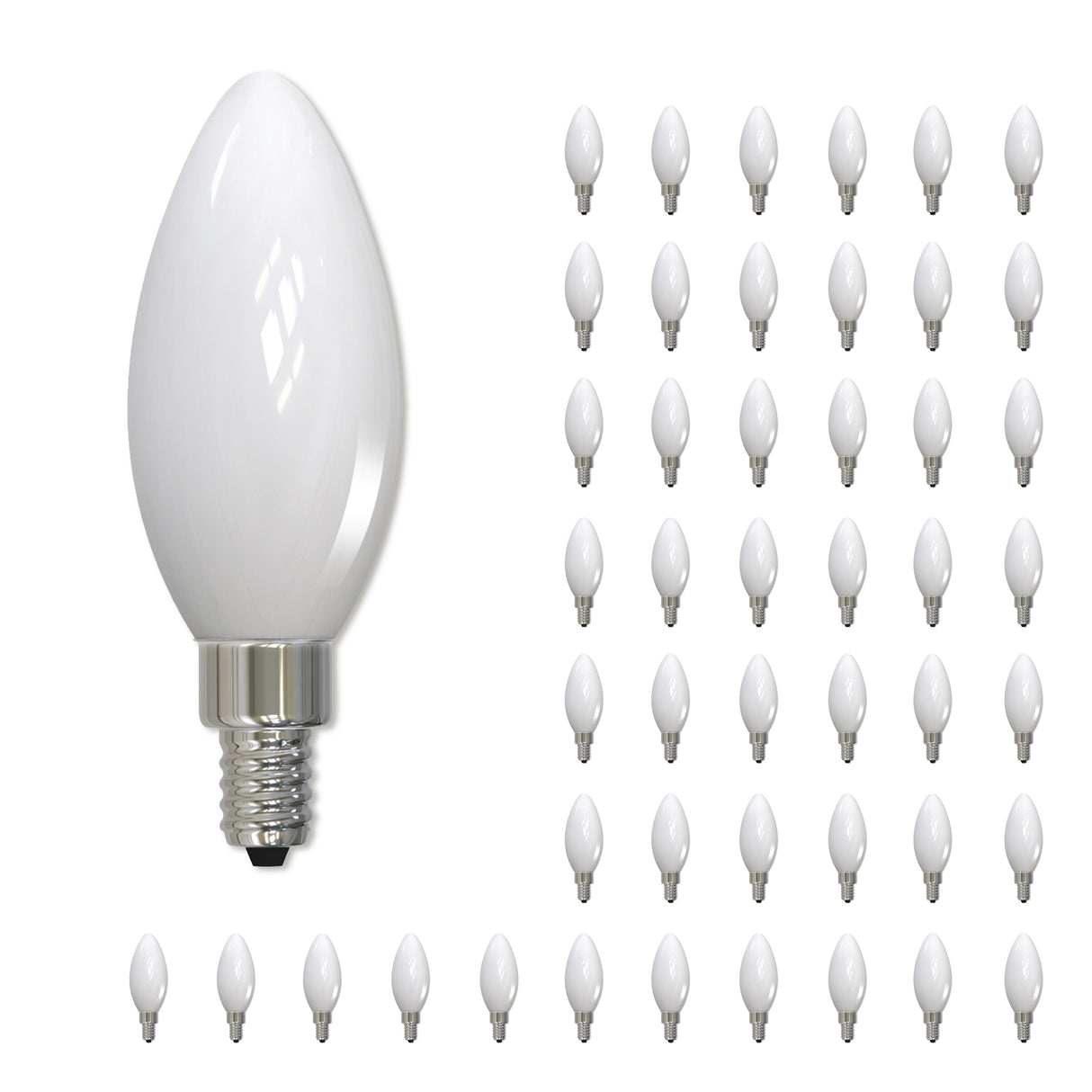 Bulbrite 861744 Bulbrite LED Filament Pack of (48) 4.5 Watt Dimmable B11 Light Bulb with Milky Glass Finish and Candelabra  (E12) Base - 3000K (Soft White Light), 400 Lumens